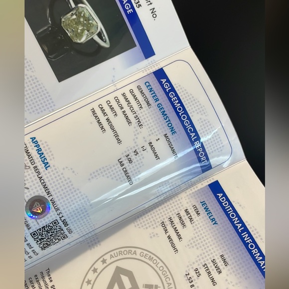 Moissanite Ring 3 Ct 925 Silver - Picture 9 of 14